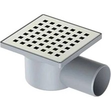 CATEKSSS Line Serisi 10X10 Yandan Çıkışlı Yer Süzgeci Metal Ø50 Çıkışlı Klapesiz
