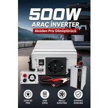 Hsc Bilişim 500W 12V Dc 220V Ac Inverter USB Çıkışlı Fanlı Akü Güç Dönüştürücü Araç Kullanımı