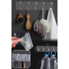 CATEKSSS Banyo Askısı 6 Lı Şeffaf Kendinden Yapışkanlı Gri