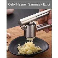 CATEKSSS Sarımsak Ezici Paslanmaz Çelik Koncıs Sarımsak Ezici 18 cm Çelik