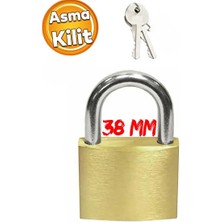 CATEKSSS Asma Kilit Sarı 38 mm 2 Anahtarlı Halka Kapı Sandık Kutu Kilidi Kilit