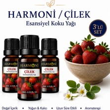 Harmoni Çilek Esansiyel Uçucu Koku 3x10ML Difüzör Esansı Buhurdanlık Yağı ve Oda Kokusu