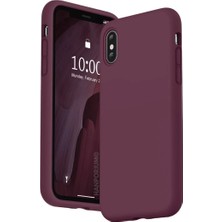 HANPORIUM Apple iPhone x Uyumlu Silikon Kılıf - Pastel Renk Tonu Kamera Korumalı Esnek Kapak - Bordo