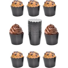 CATEKSSS Cupcake Kalıbı & Kek Kapsülü & Muffin Kek Kalıbı & 25'li Siyah Kek Kalıbı Stoneware Siyah