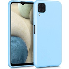 HANPORIUM Samsung Galaxy M12 Uyumlu Silikon Kılıf - Pastel Renk Tonu Kamera Korumalı Esnek Kapak - Mavi