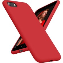 HANPORIUM Apple iPhone 6 Uyumlu Silikon Kılıf - Pastel Renk Tonu Kamera Korumalı Esnek Kapak - Kırmızı