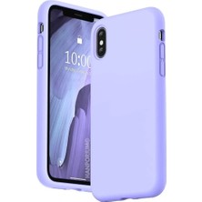 HANPORIUM Apple iPhone Xs Uyumlu Silikon Kılıf - Pastel Renk Tonu Kamera Korumalı Esnek Kapak - Lila