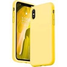 HANPORIUM Apple iPhone x Uyumlu Silikon Kılıf - Pastel Renk Tonu Kamera Korumalı Esnek Kapak - Sarı