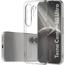 HANPORIUM Tecno Camon 50 Ultra Uyumlu Silikon Kılıf - Pastel Renk Tonu Kamera Korumalı Esnek Kapak - Şeffaf
