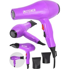 Hsc Bilişim Steiner Alman 3400 Watt Profesyonel Saç Kurutma Makinesi Fön Makinesi Ac Motor MS-9001 Pembe + 2 Ad