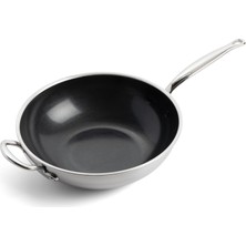 Greenpan Premiere 3ply 30 cm Wok Tava | Thermolon™ Seramik Yüzey | Pfas, Pfoa ve Ptfe Içermez | Paslanmaz Çelik
