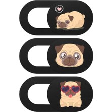 Hsc Bilişim Mcstorey Webcam Cover 3 Lü Set Laptop Tablet Telefon Uyumlu Pug Köpek Desenli Kamera Kapatıcı Ultra