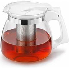 1001 Cam Demlik 900ML, Paslanmaz Çelik Süzgeçli Filtreli Çaydanlık, Çay, Bitki Çayı Süzgeci, Is�