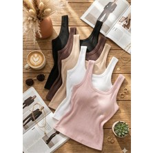 Loule Kadın 5'li Paket Fitilli Kaşkorse Atlet Seti - %92 Pamuklu Esnek Basic Body
