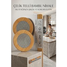 1001 2'li Set Bambu Çelik Telli Nihale Isıya Dayanıklı Tencere ve Servis Altlığı 719372