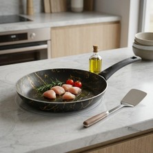 1001 Papilla Desert 26 cm Eco Tava Siyah Üzeri Gold Izmir Desen - Yanmaz Yapışmaz Granit Efektli Gün