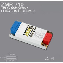 1001 710 12 Volt 5 Amper 60 Watt Ultra Slim Metal Kasa Adaptör 0