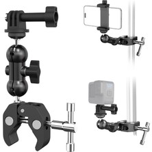 1001 Aksiyon Kamera Süper Kelepçe Montaj Seti Ballhead Magic Arm ile | 1/4 ve 3/8 Vida Girişli Evrense