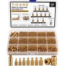 1001 460 Adet Pirinç Insert Somun Seti, Yerleştirme Aparat Seti, M2 M2.5 M3 M4 M5 M6 3D Yazıcı Plasti