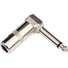 1001 10852 Gitar Jack 6.3 mm Mono L Tip Metal Jack (10852 Gümüş)