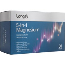 1001 5-In-1 Magnesium; Magnezyum Bisglisinat, Sitrat, Malat, L-Treonat, Taurat ve Taurin 60 Tablet