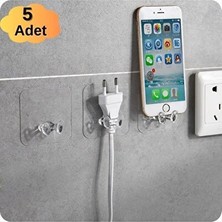 CATEKSSS Kendinde Yapışkanlı Şeffaf Kablo Tutucu Diş Fırçası Askısı 5 Adet
