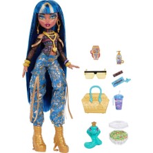 1001 Monster High Cleo De Nile Bebek, Altın Kot Kargo Pantolonu ve Aksesuarları JHK32
