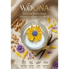 Woona Doğal Soya Wax Vanilya Kokulu El Yapımı Cam Kavanoz El Yapımı Doğal Soya Wax Premium Kokulu Mum
