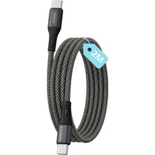 1001 Type C-C Örgülü Şarj Kablosu, 2metre, 60WATT Pd Hızlı Şarj, Remorax Wahoo (1AD x 2metre Füme