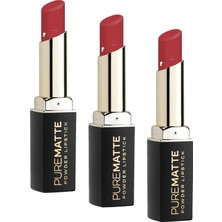 1001 Pure Matte Powder Lipstick No: 115 - Nemlendirici Pudramsı Mat Ruj (3 Paketi)