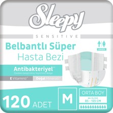 1001 Sensitive Antibakteriyel Süper Yetişkin Hasta Bezi Medium 30X4 120 Adet