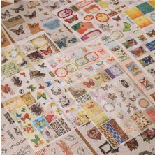 1001 24 Sayfa Washi Vintage Retro Çiçek Sticker Bullet Journal Scrapbook Laptop