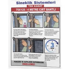 1001 Aksu Tek Kanat Pencere Sineklik 75X125CM 4mt Cırt Bantlı