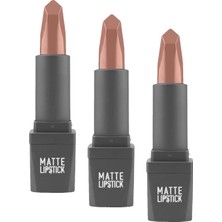 1001 Yoğun Renk Veren Uzun Süre Kalıcı Nemlendirici Kadifemsi Mat Ruj - Matte Lipstick 402 Nude (3 Pa