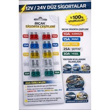 1001 10'lu Bıçak Sigorta Seti 10A-30A 12V/24V Araç Uyumlu Renk Kodlu Yüksek Performans