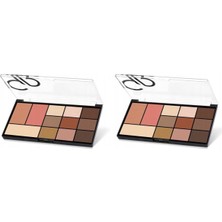 1001 City Style Face & Eye Palette No: 01 Warm Nude - Allık, Bronzer, Aydınlatıcı ve 9'lu Far Paleti