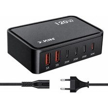 1001 120W Gan Şarj Istasyonu 5 Portlu Hızlı Şarj Adaptörü PD30W QC18W Smart Chip Teknolojili Usb-A