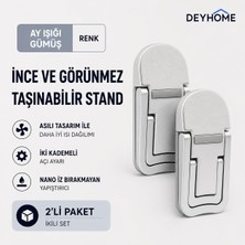 1001 Taşınabilir Laptop Standı, Gümüş, Nano Yapışkanlı, Isı Dağıtıcı, 2 Kademeli Açı Ayar