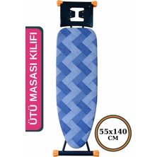 1001 Asev Home Ütü Masası Kılıfı Keçeli Ipli Stoperli Büyük Boy 55X140 cm Blue Aura