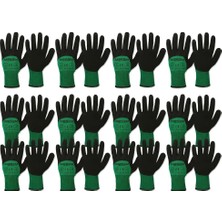 1001 Meşem Yeşil-Siyah Soft Latex Iş Eldiveni, 12 Çift,no:10 | Lateks Kaplı, Çift Taraflı Koruma,
