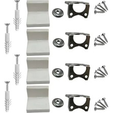 CATEKSSS Metal L Köşe Dolap Askı Bağlantı Elemanı Beyaz + Dübel + Montaj Vidaları (4 Takım) Beyaz