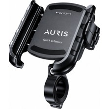 Auris H190 Motosiklet Telefon Tutucu Titreşim Önleyicili Ayna ve Gidon Bağlantılı Bisiklet Scooter Uyumlu