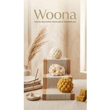 Woona Doğal Soya Wax El Yapımı Gold Detaylı Çiçek ve Buble Dokulu Tasarım El Yapımı Doğal Soya Wax Premium Kokulu Mum