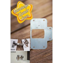 CATEKSSS Dolap Kapak Taş Menteşe Tamir Sacı Pratik Onarım Kiti Krom Metal Yuva Tablası 6.5 x 9 cm Bej