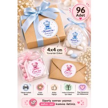Emtory Home 96 Adet Ayıcıklı Sticker - Paketleme Sticker- Doğumgünü Sticker - Kişiye Özel Sticker