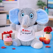 Uslucan Alışveriş Seni Seviyorum Tişörtlü Peluş Oyuncak Fil