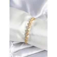Armüz Pirinç Gold Renk Kalp Model Kadın Bileklik