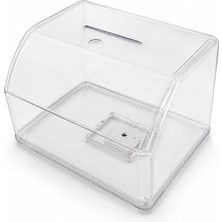 Şeffaf Sadaka Kutusu – Kilitli Tip Box No:1 Büyük Boy (11,5x15,5x10,5 cm)