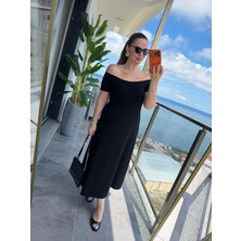 Mç Plus Kadın Madonna Yaka Midi Boy Modal Elbise
