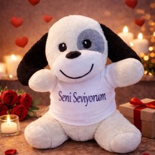 Uslucan Alışveriş Seni Seviyorum Tişörtlü Sevimli Peluş Köpek